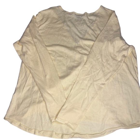 NWT OUT FROM UNDER URBAN OUTFITTERS YELLOW TEXTURED WRAP FRONT LONG SLEEVE TOP L - Picture 5 of 6